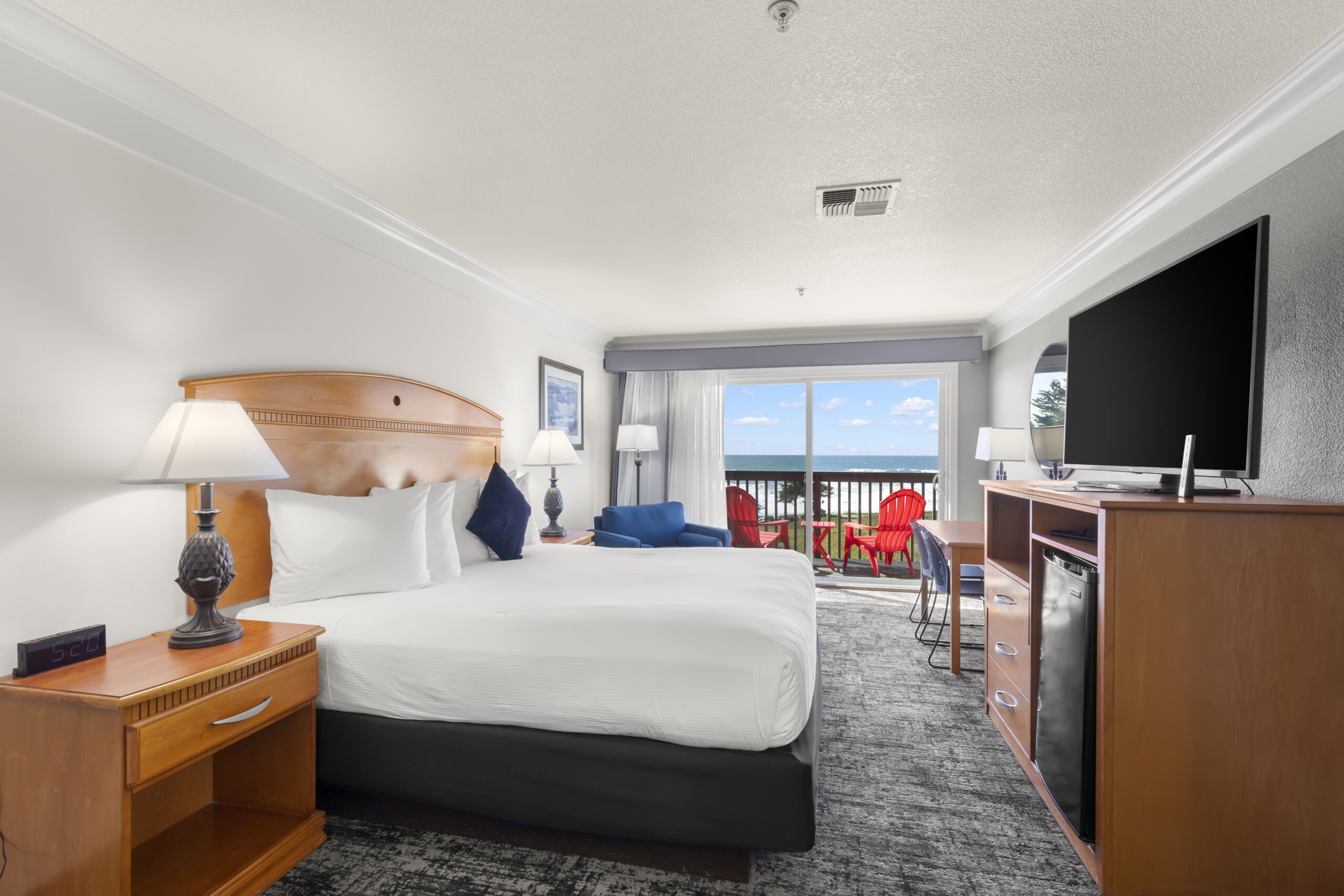 A spectacular view of the ocean, the bluffs and the cypress trees from the second floor. These rooms are closest to the beach.